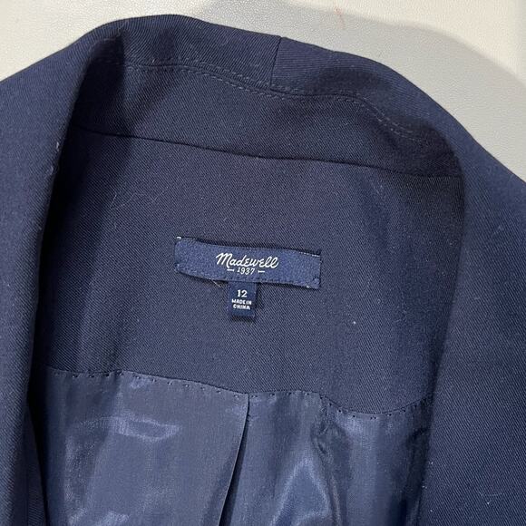 Madewell Womens Navy Blue Shawl Collar Single Button Blazer Size US 12 - Picture 5 of 5